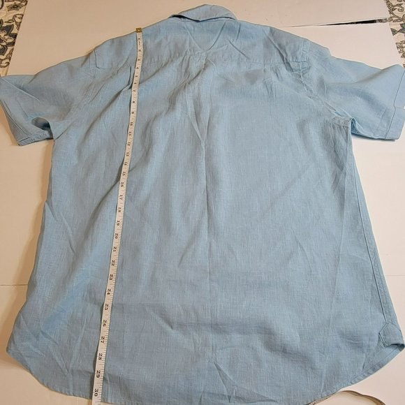 True Measure Tunic Shirt, Men L, Blue, Linen/Cotton Blend, Short Sleeve, EUC - Picture 11 of 13